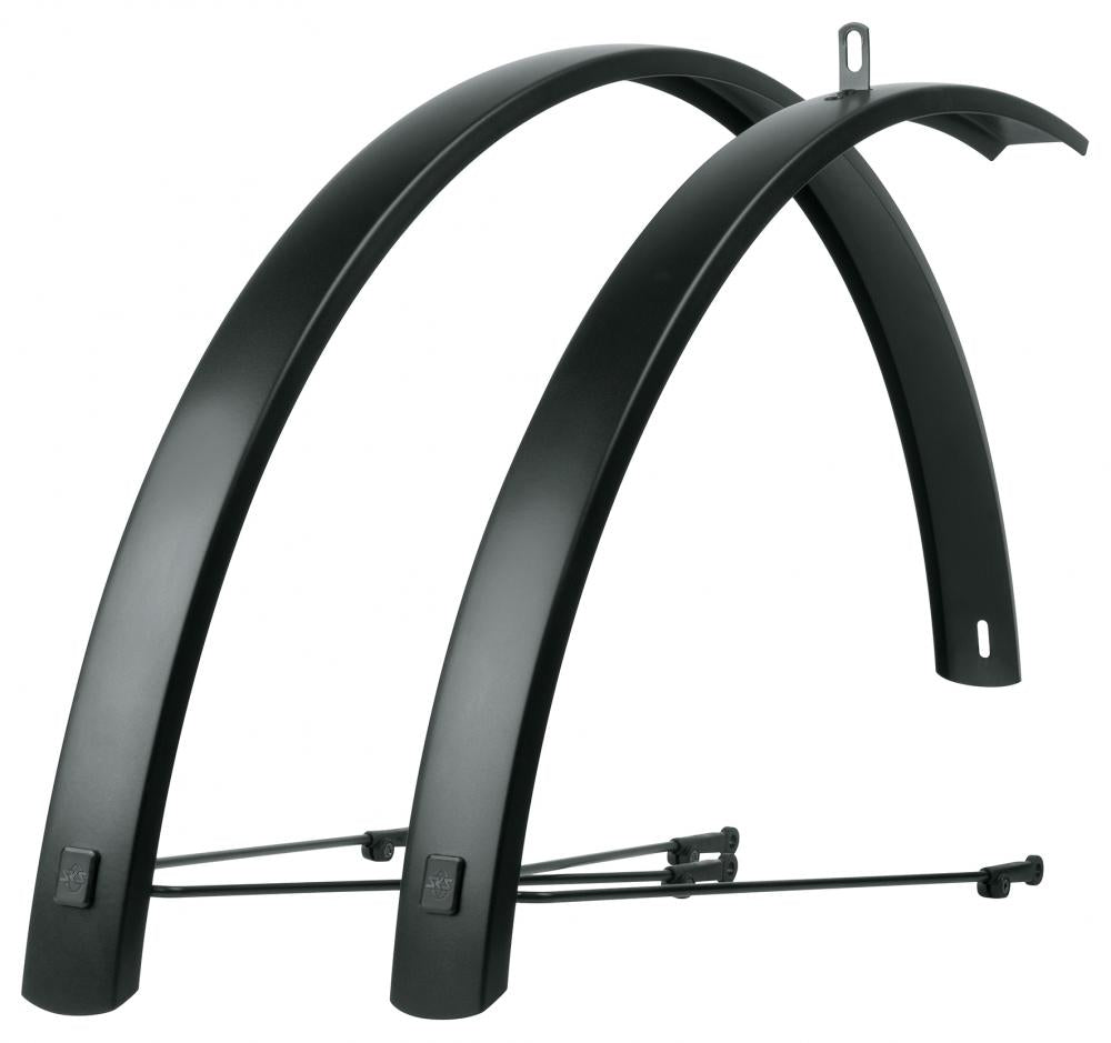 SKS EDGE AL 56 mm Aluminium Schutzblech-Set, matt-schwarz, für 28 Zoll Trekkingräder, optimale Reifenabdeckung.