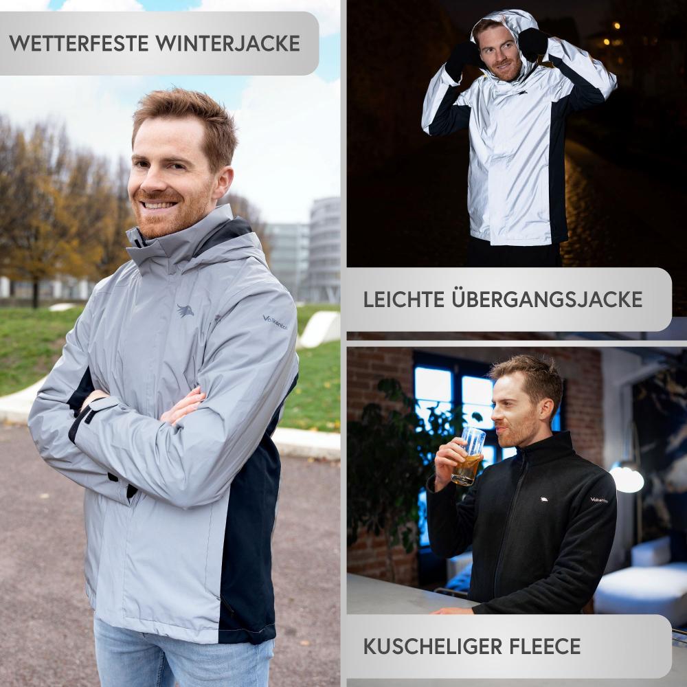 Valkental Jacke 3in1 Smart Jacket wasserdichte Jacke mit Fleece Zipp-In Herren M grau