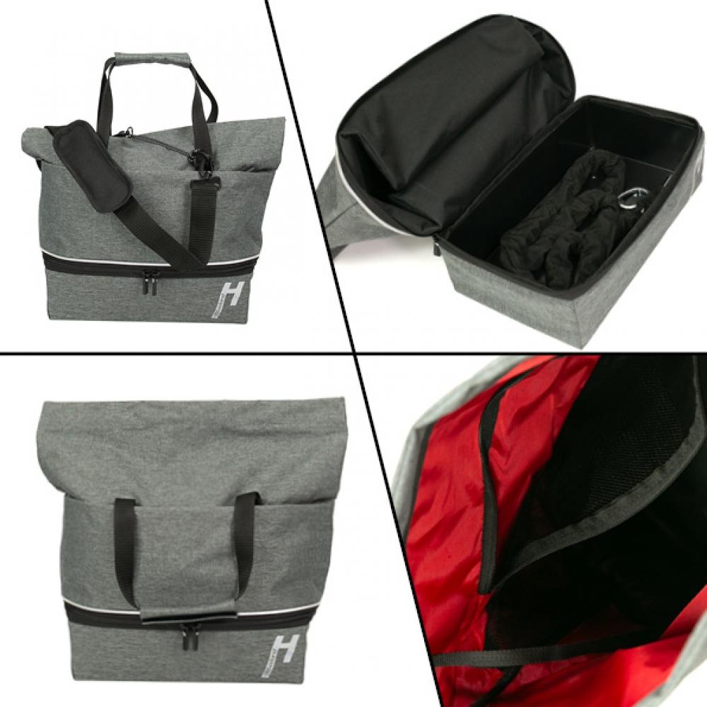 Haberland Gepäckträgeraufsatztasche Lena grau - flexible UniKlip 2 Transportlösung