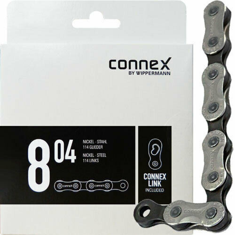 Connex Wippermann 804 Nickel-Stahl Fahrradkette, 114 Glieder, 6/7/8-fach, mit Connex Link.