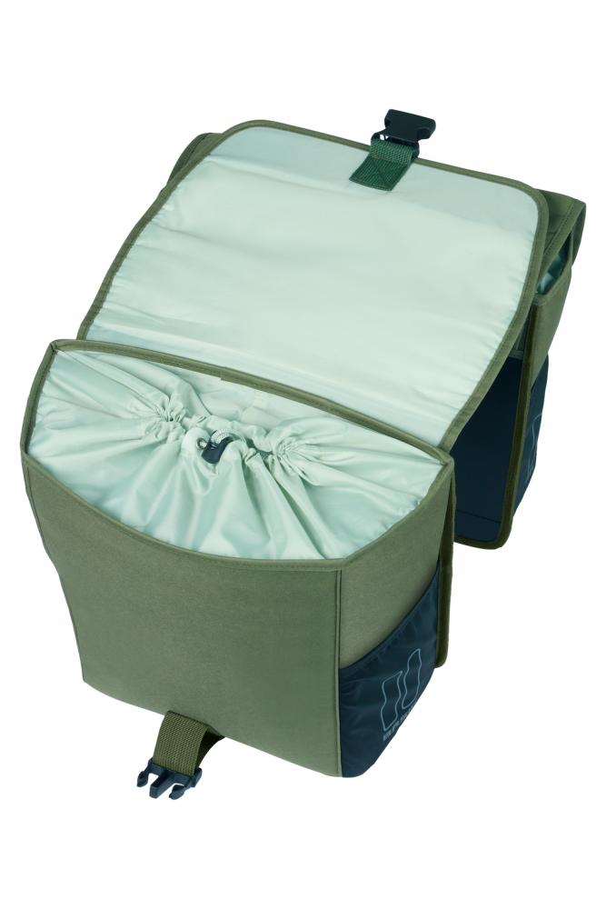 Basil Go Doppelpacktasche 32 Liter dunkelgrün - 14x27x31 cm, Universal-Bridge System, reflektierend