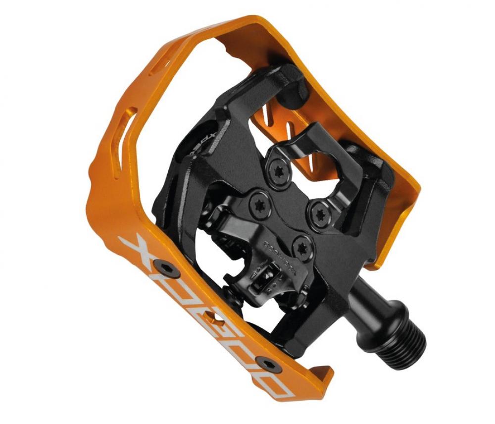 Xpedo Milo Clipless Fahrradpedal XCF13AC in schwarz-orange, 9/16 Zoll, für Mountainbike und E-Bike.