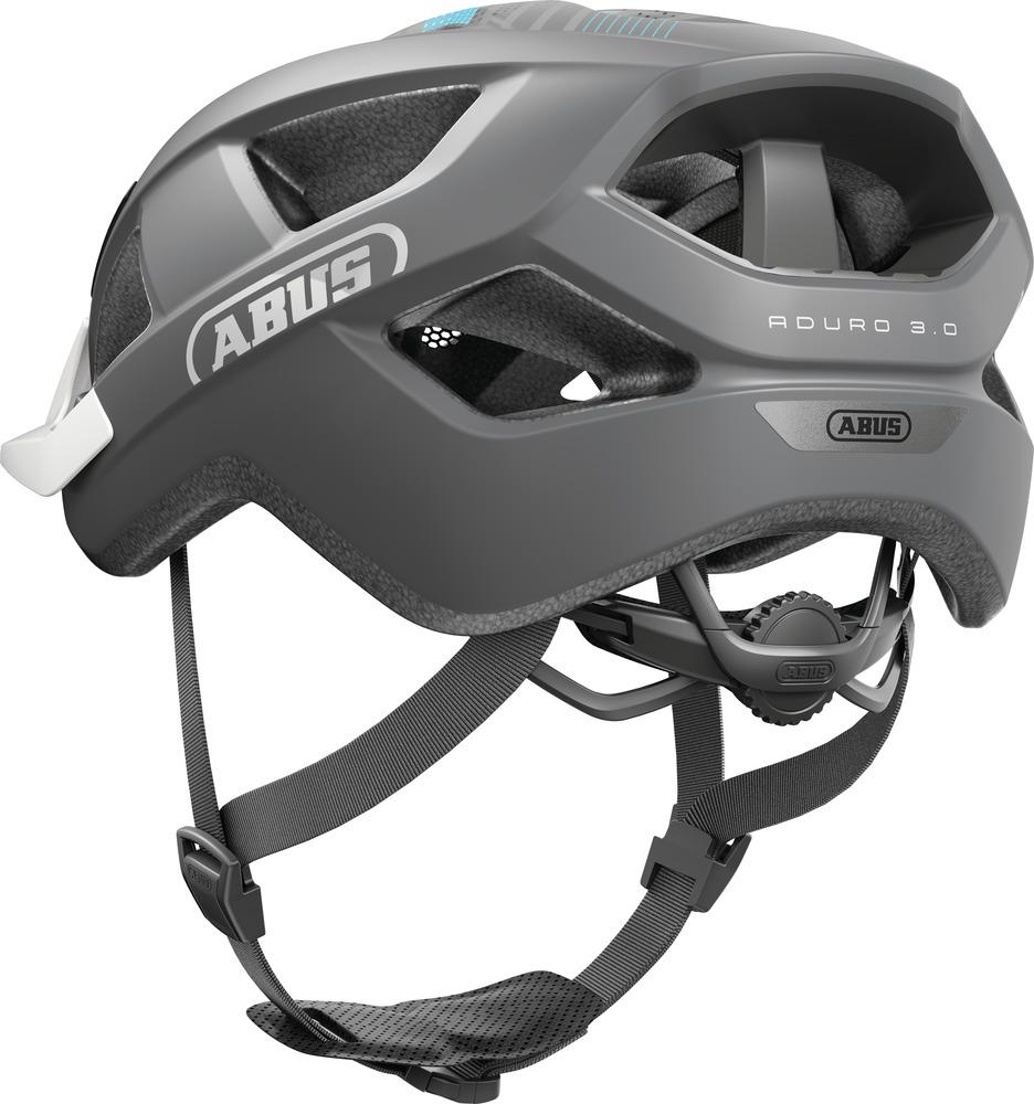 Abus Fahrradhelm Aduro 3.0 Race Gray, Größe L (58-62cm) von der Seite.
