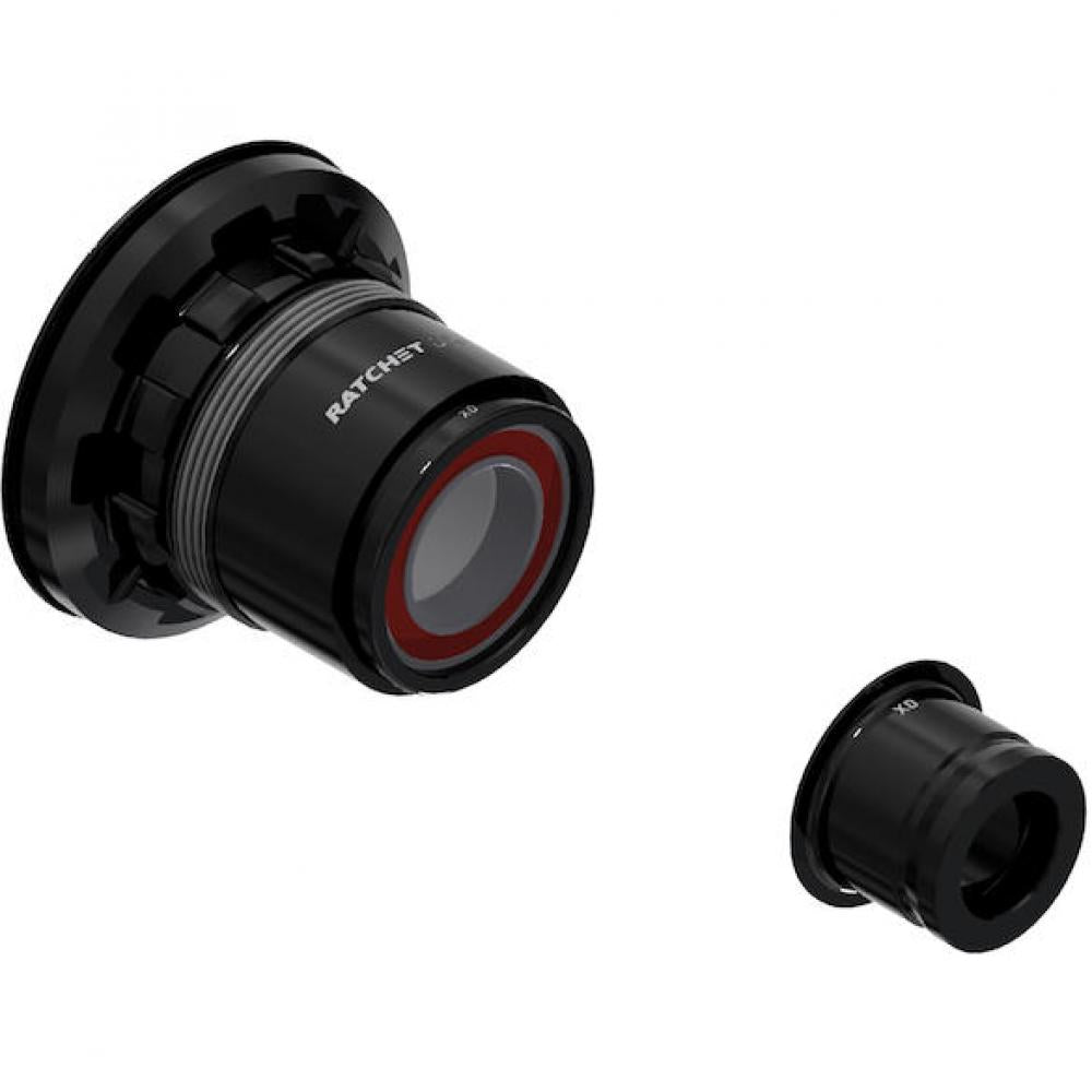 DT Swiss Freilauf Umrüstkit SRAM Ratchet DEG 12x148mm, schwarz mit rotem Ring.