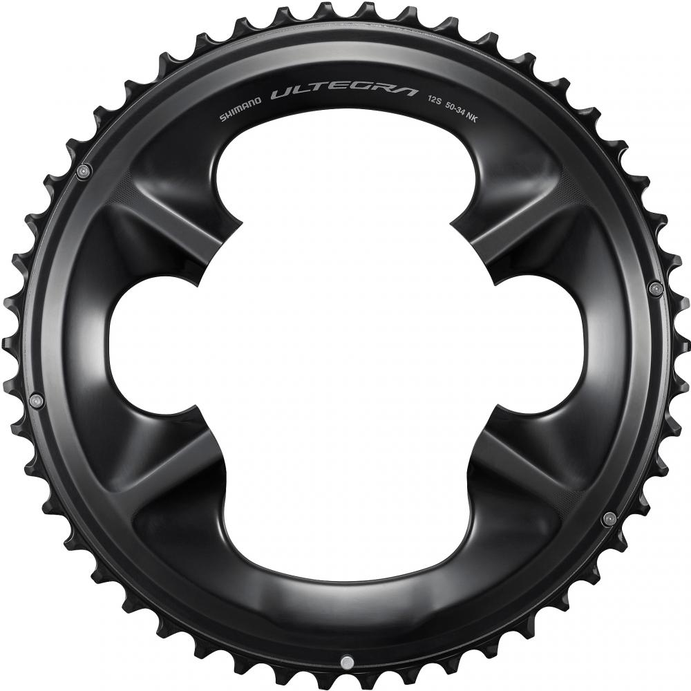 Schwarzes SHIMANO ULTEGRA 12S Kettenblatt, 50 Zähne, für präzisen Rennrad-Antrieb und Performance.