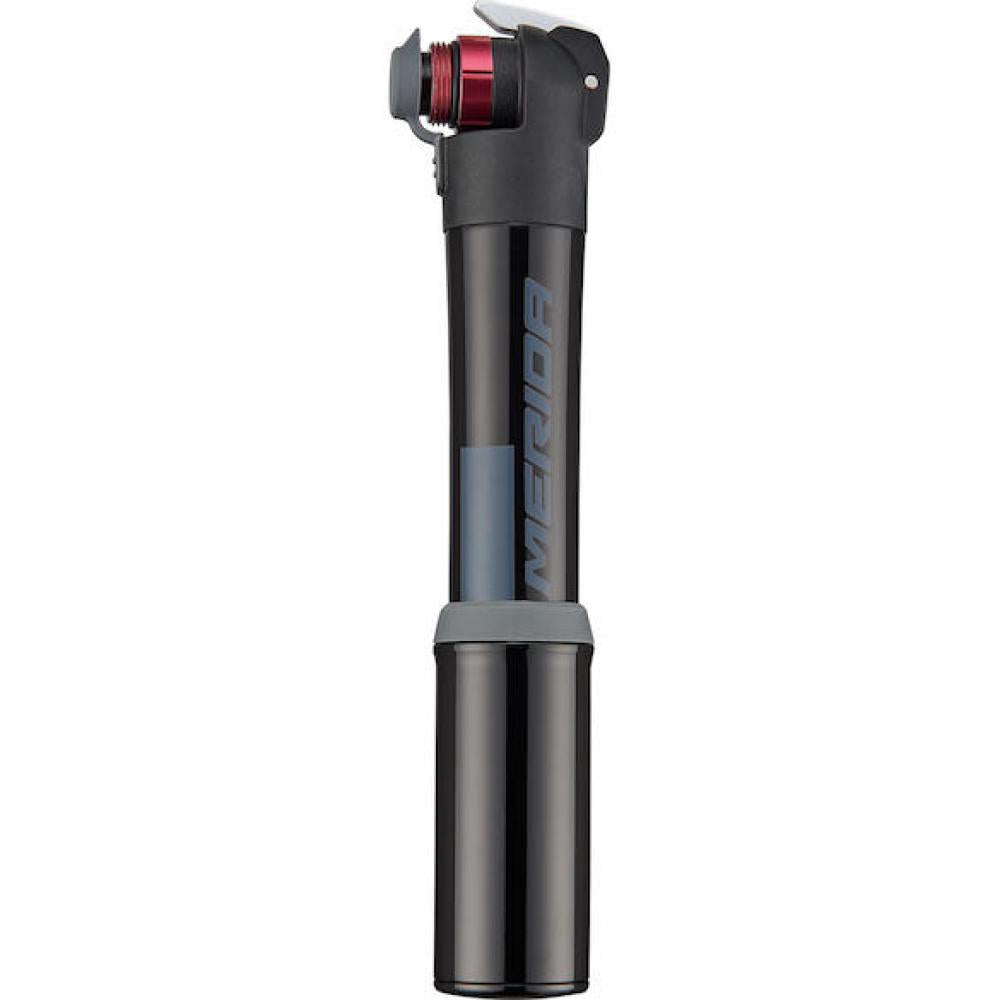 Merida Teleskop-Handpumpe MTB 18 cm Schwarz/Grau, kompakte Minipumpe mit 5,5 bar.