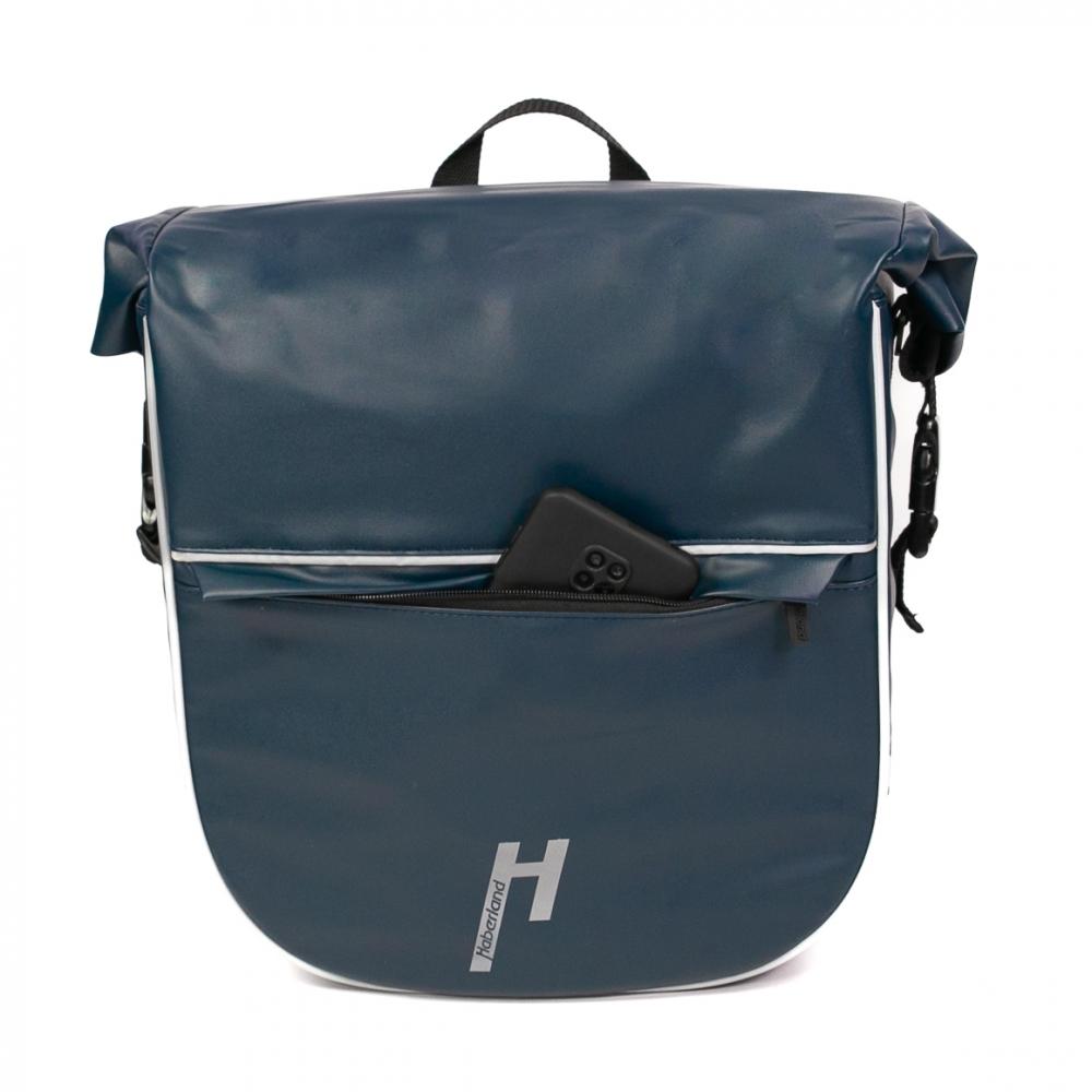 Haberland Einzeltasche eMotion blau/reflex - wassergeschützte Gepäckträgertasche mit Rollverschluss