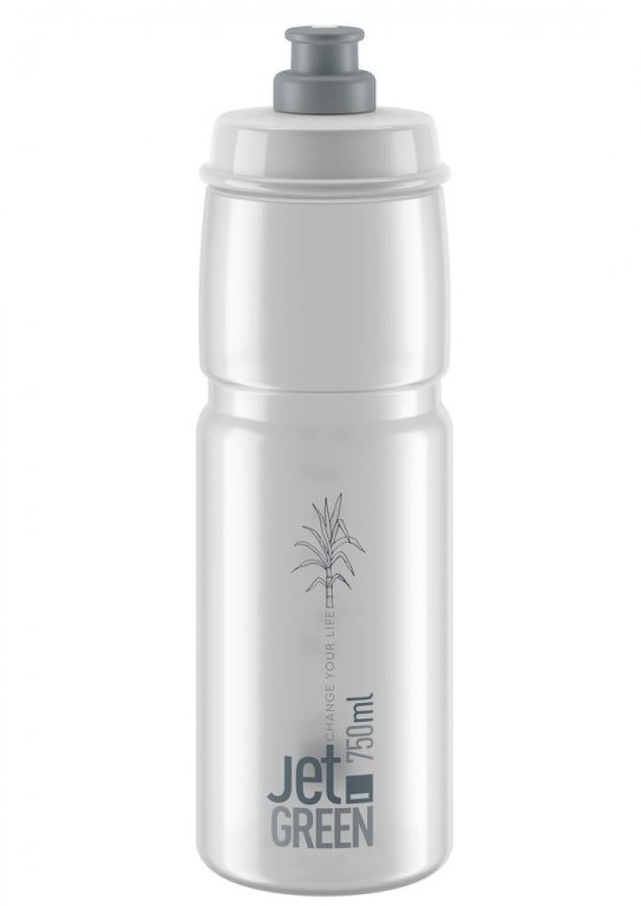 ELITE Trinkflasche JET GREEN 750ml - Biokunststoff Fahrradlasche transparent mit grauem Logo