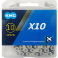 KMC X10 Fahrradkette 10-fach, 114 Glieder, 5,88 mm, silber/schwarz, 1/2" x 11/128", kompatibel mit Shimano, SRAM und Campagnolo, inkl. MissingLink, X-Bridge für optimales Schalten