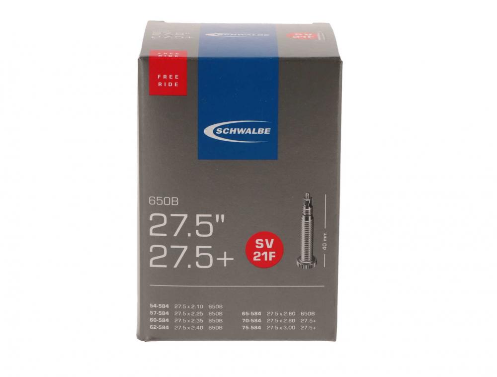 Schwalbe SV21F Freeride Fahrradschlauch für 27.5 Zoll (650B) und 27.5+ Reifen, 2.10 bis 3.00 Breite.