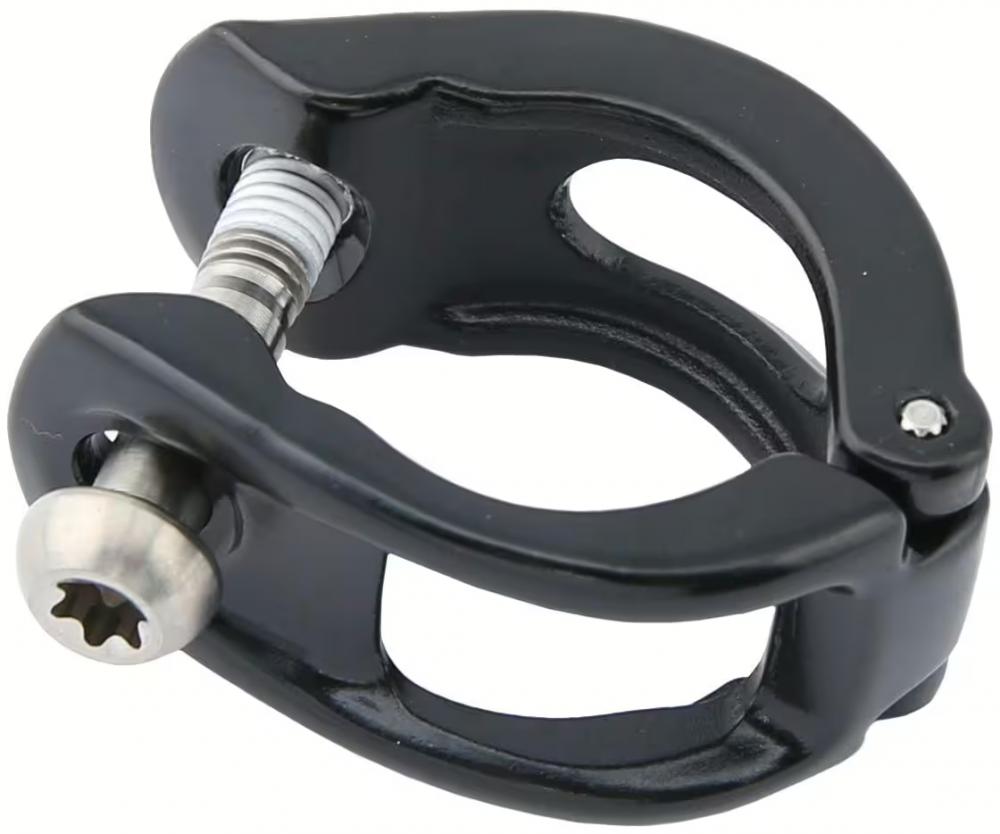 Fahrrad MMX Bremshebelschelle SRAM schwarz mit silberner Titanschraube.
