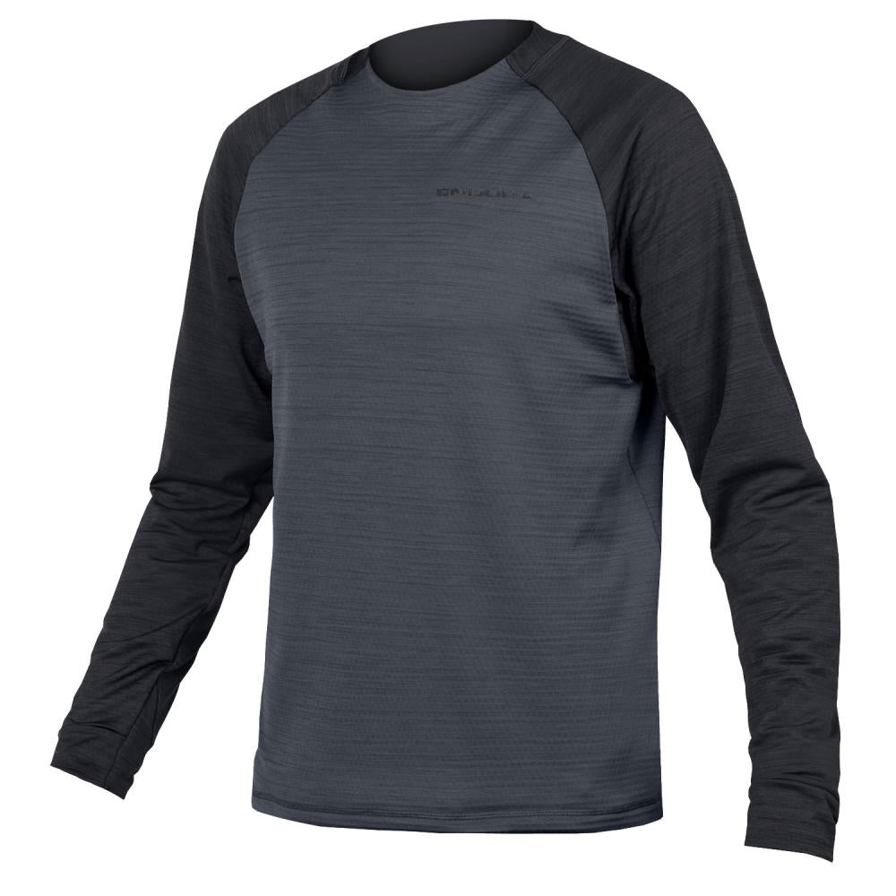 Endura SingleTrack Fleece Langarmtrikot, Schwarz, XL - atmungsaktives MTB-Fleece aus recyceltem Material mit Netzeinsatz & Rücken-Reißverschlusstasche