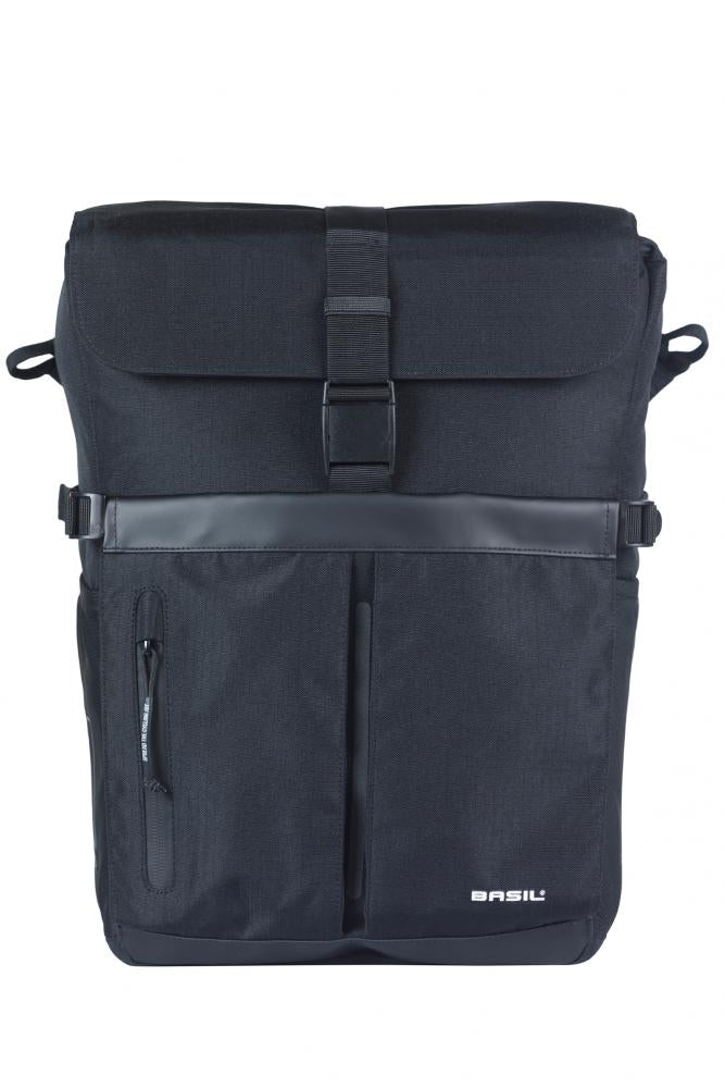 Basil Move Einzelpacktasche MIK Studs 15 Liter - schwarze Einzeltasche mit Laptopfach & Regenhülle