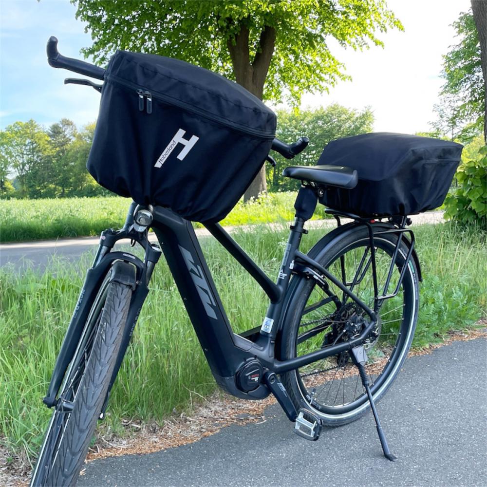 Haberland Überzug für vorderen Korb schwarz - wetterfester Schutz für Fahrradkörbe
