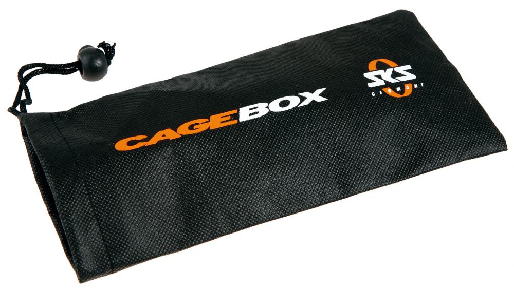 SKS Cage Box schwarz-orange Wasserfeste Kunststoffbox inkl. Nylonbeutel. Ideal für Werkzeug und Zubehör. Sicherer Halt im Flaschenhalter