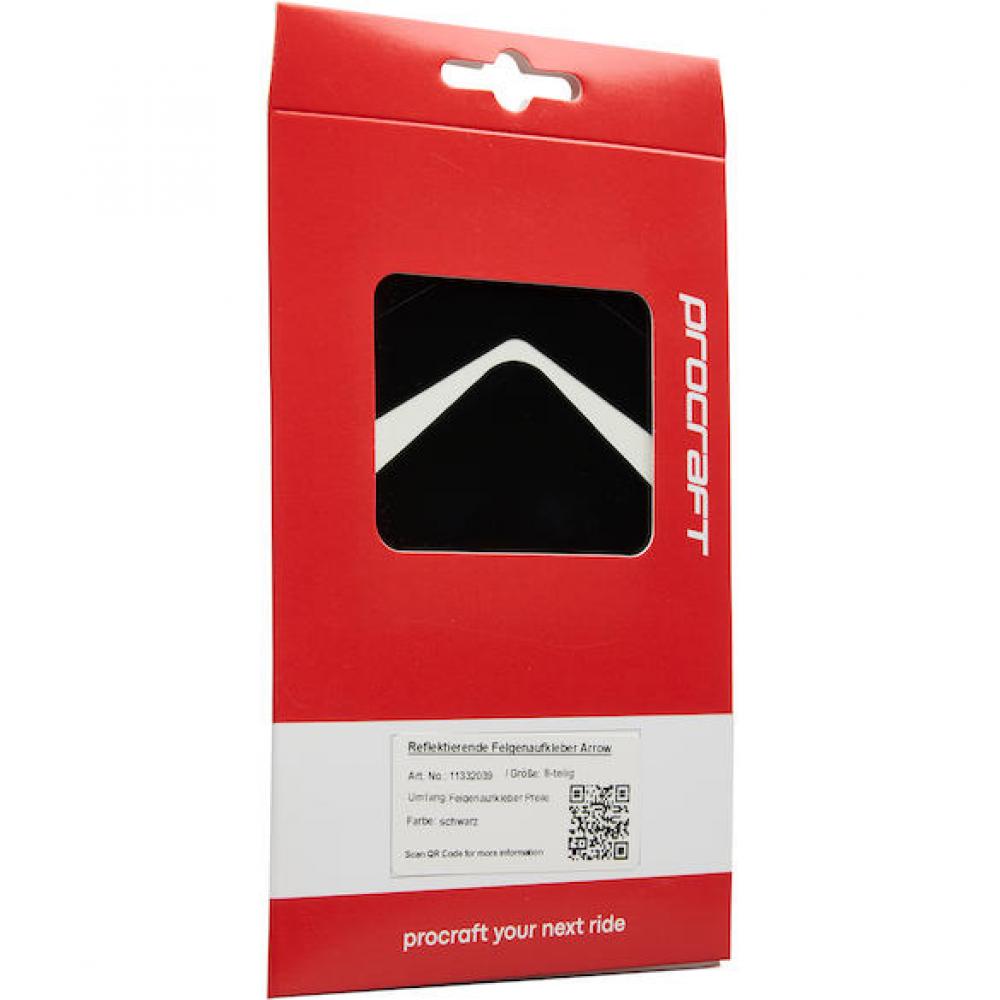 Procraft Felgen Reflektoren Sticker Set Flash Arrow Universal Schwarz - mehr Sichtbarkeit
