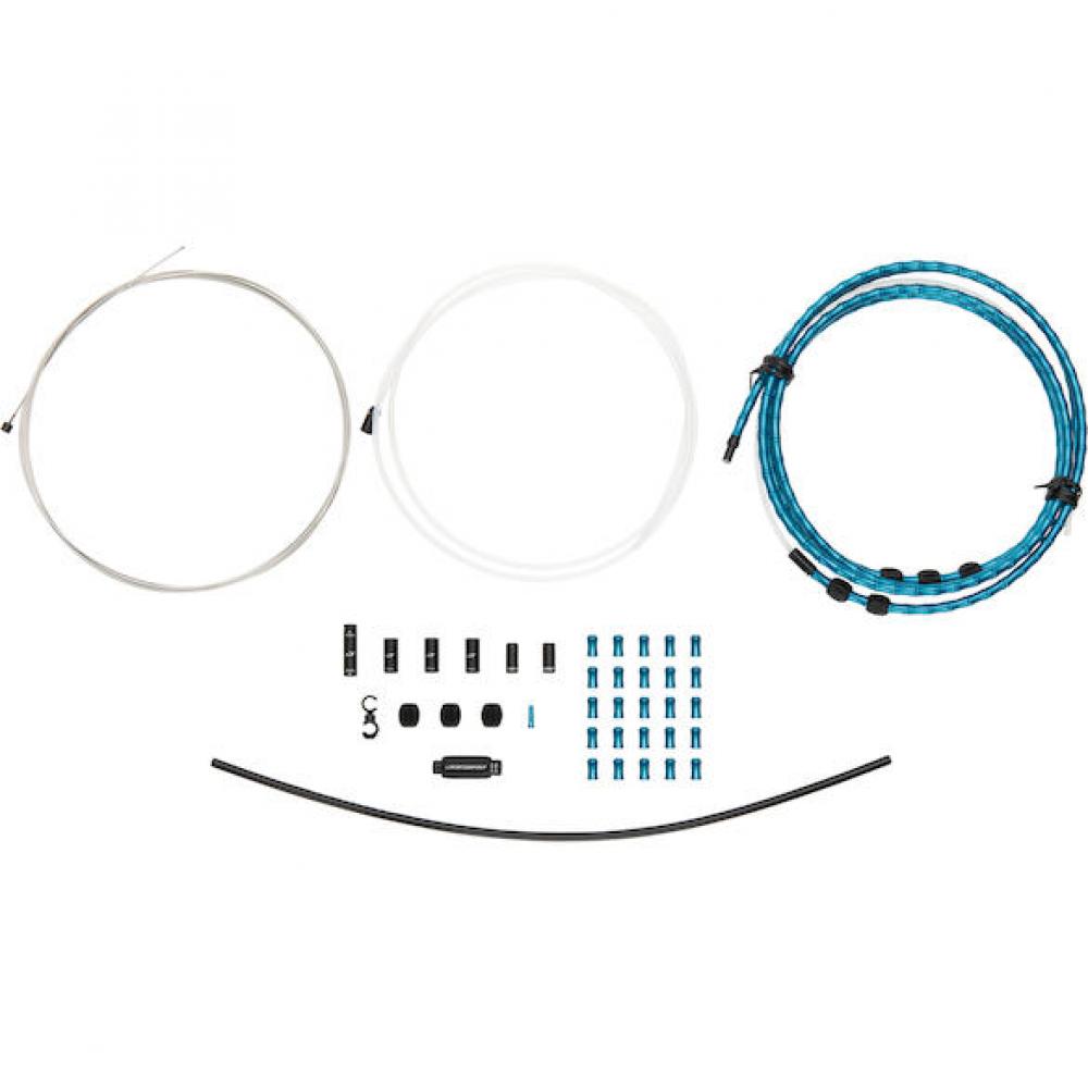 Jagwire Schaltzugset Road & Mountain Elite Link 1x Blau - Kompressionsfreie Schaltperformance