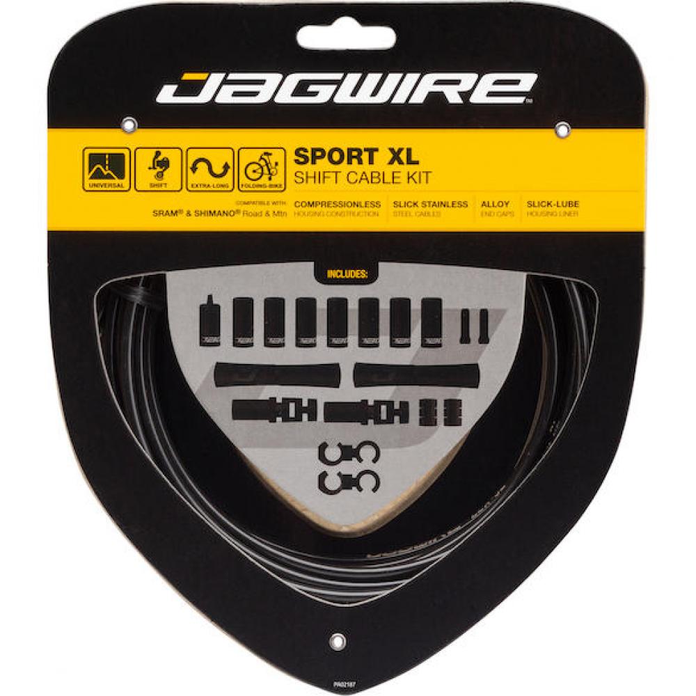 Jagwire Schaltzugset Road & Mountain Sport XL Schwarz - extra lang für Falträder & Spezialrahmen