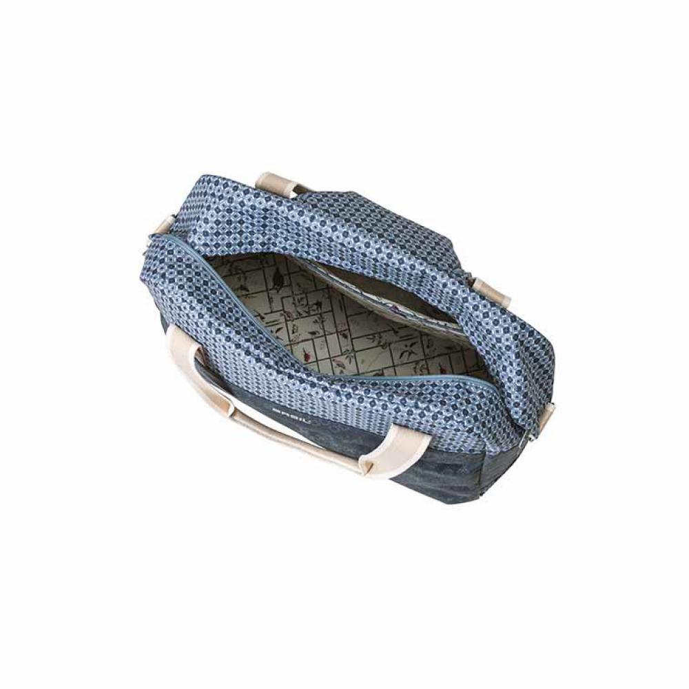 Basil Boheme Fahrrad Schultertasche, 18L, blau, wasserabweisend, böhmischer Print, Hook-On System, Reißverschluss, Reflektordetails, für E-Bikes geeignet