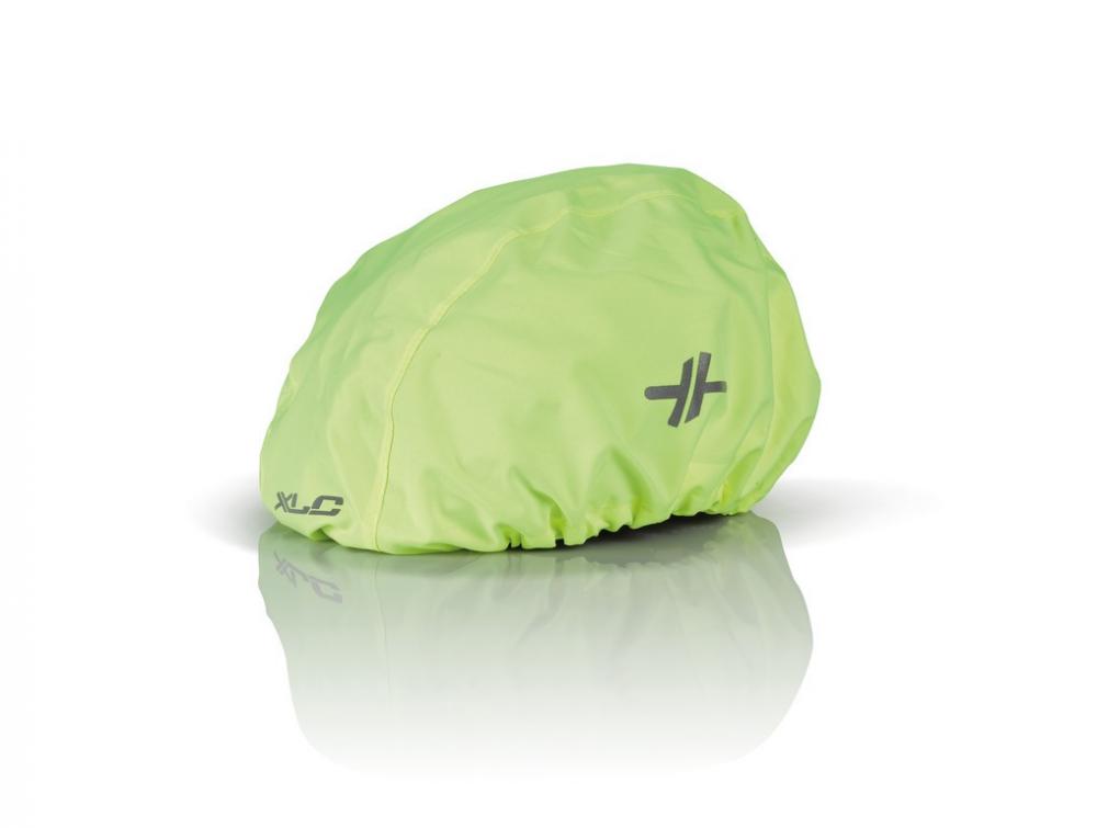 XLC Helm Regenhaube gelb unisize, schützt Fahrradhelme vor Regen, mit reflektierenden Logos.