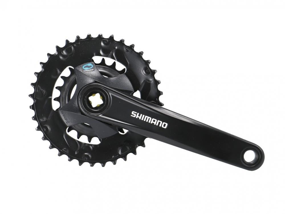 Shimano Kurbelgarnitur FC-M315-2 7/8-fach, 36-22 Zähne, 175 mm Kurbelarmlänge, Schwarz.