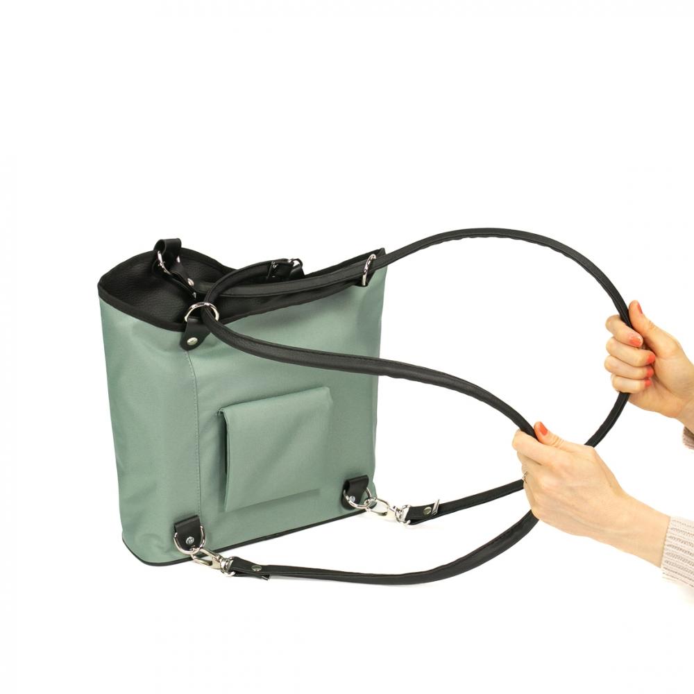 Haberland Lenkertasche Melanie salbei/schwarz - vielseitige Rucksack-Lenkertasche mit KLICKfix