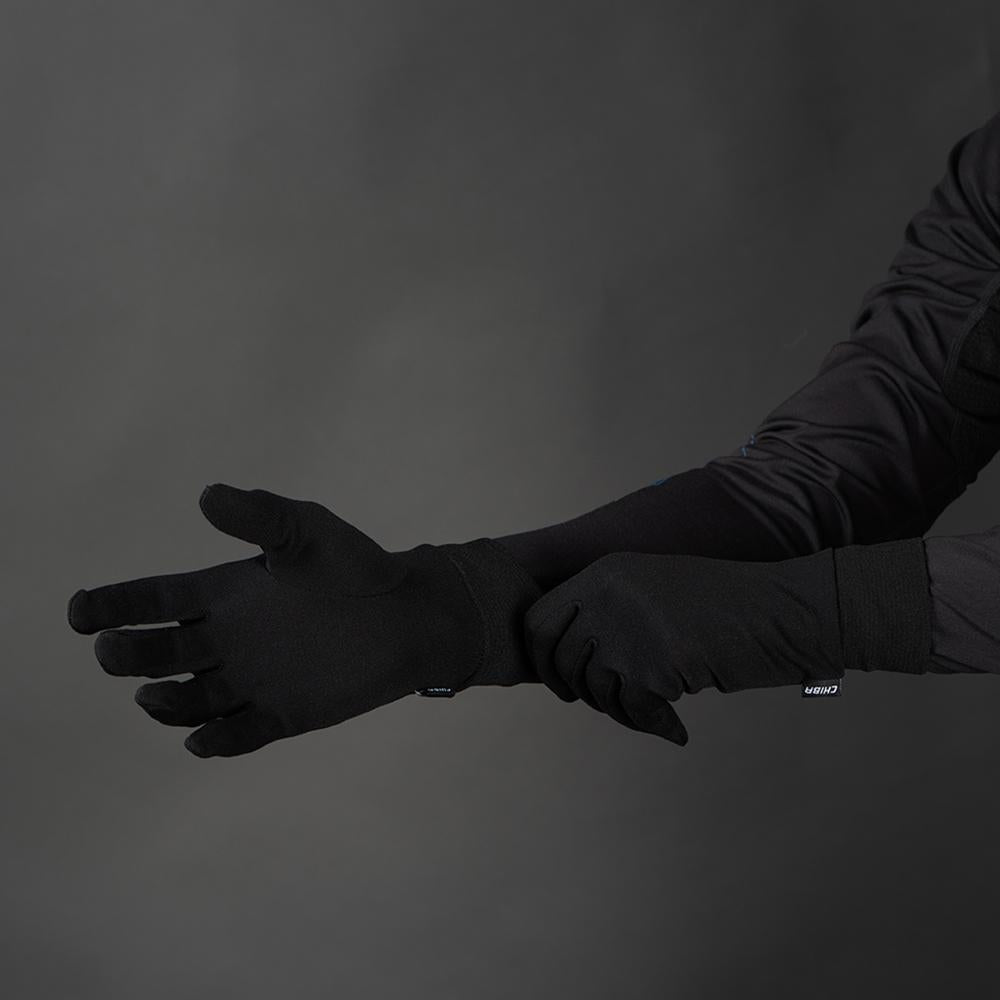 CHIBA Seiden Handschuh - Unterziehhandschuh schwarz, S, warm & leicht