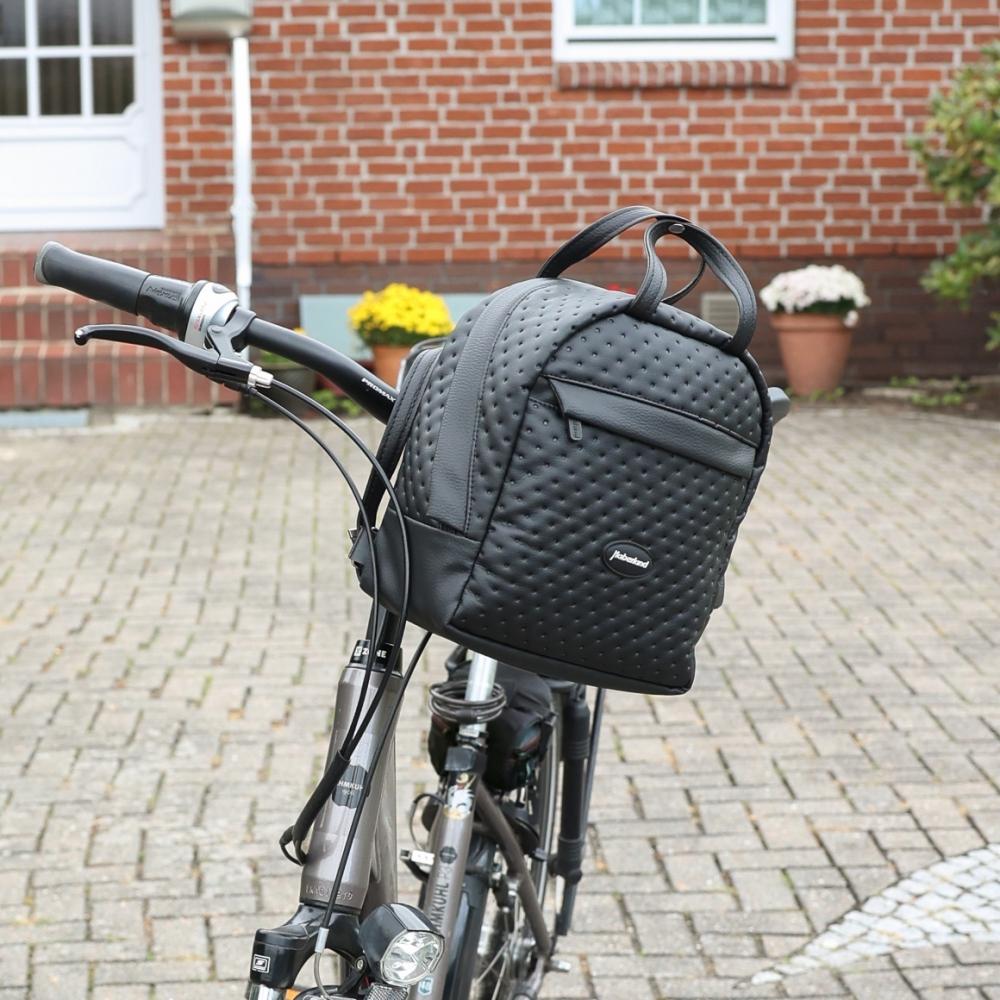 Haberland Rucksack-Lenkertasche Bella schwarz - flexible Lenkertasche & Rucksack
