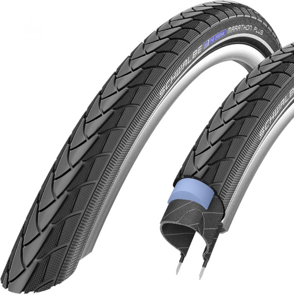 Schwalbe Marathon Plus Drahtreifen 28x1.75 mit Pannen-Schutz, zwei Fahrradreifen.