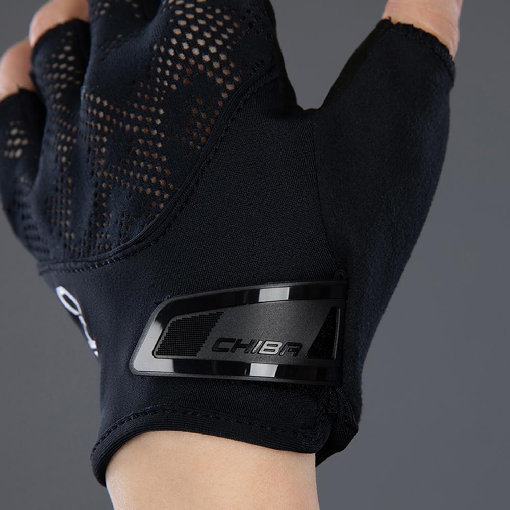 CHIBA Lady Gel - Damen Fahrradhandschuhe kurz, schwarz/schwarz, Gelpolster, Größe M