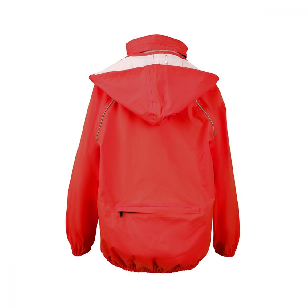Chiba Regenjacke Rain Kids rot Größe L - wasserdichte Kinder-Fahrradjacke, winddicht und atmungsaktiv, mit reflektierenden Elementen für hohe Sichtbarkeit, leicht, strapazierfähig und kompakt verstaubar