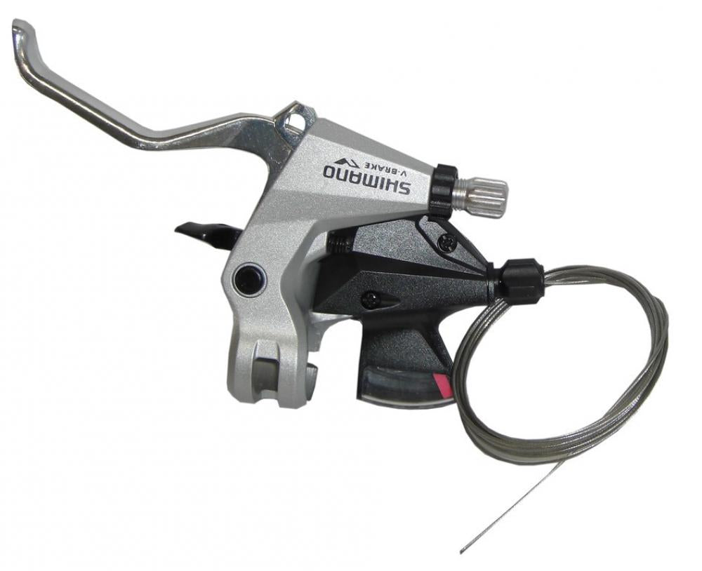 SHIMANO Schalt-/Bremshebel ST-M310 3-fach Links 2 Finger, silberfarben, mit Bremszug.