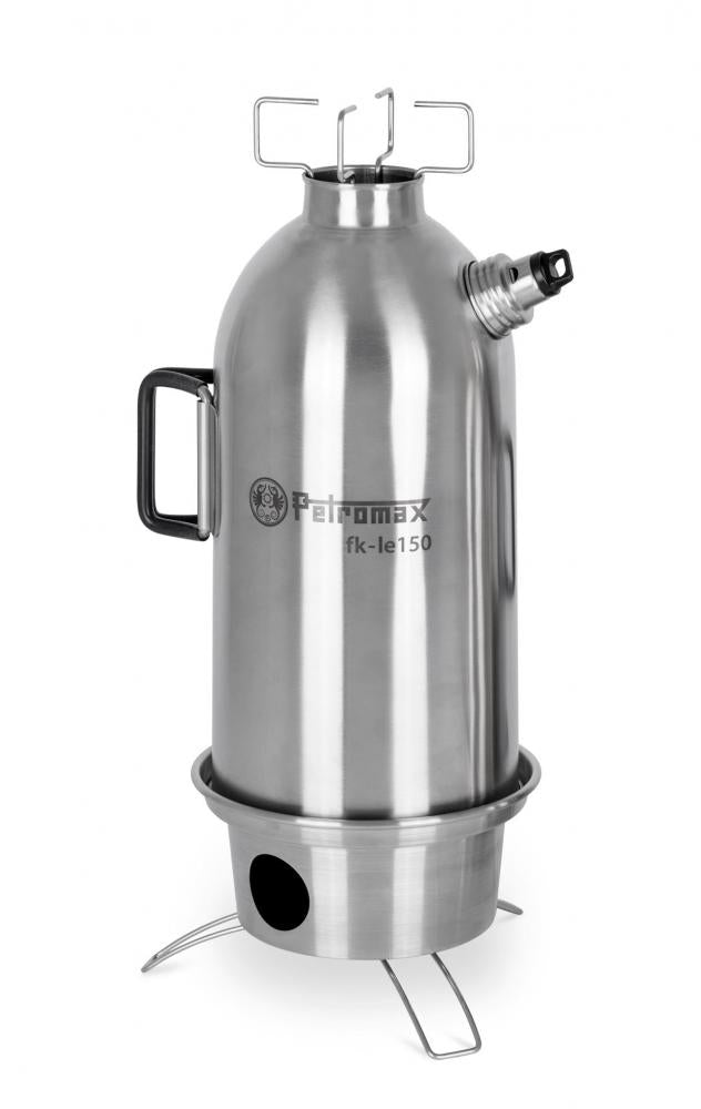 Petromax Feuerkanne Edelstahl 1,5 l Autarker Outdoor-Wasserkocher mit Doppelwand, schneller Erhitzung durch Kamineffekt, ideal für Camping und Trekking