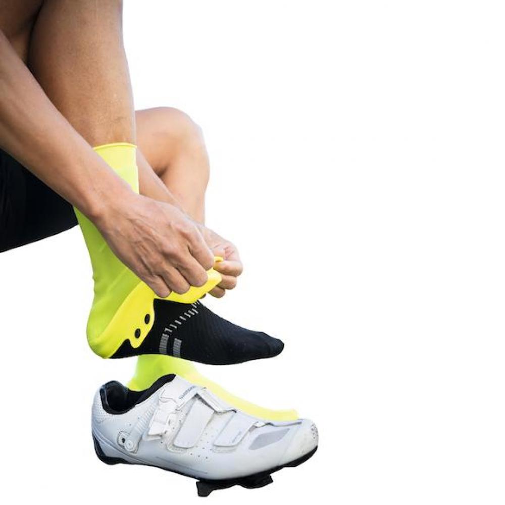 VeloToze Silicone Snap Road Überschuh S (37-40) Neongelb - Wasser- und Windschutz