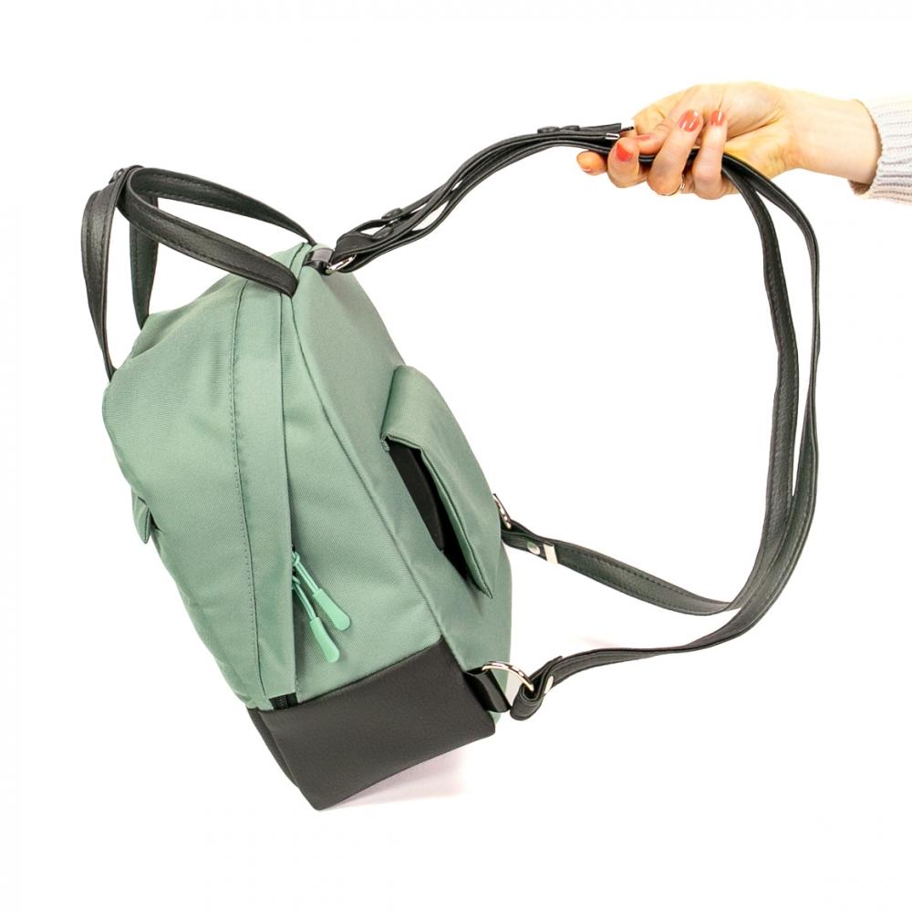 Haberland Rucksack-Lenkertasche Bella salbei/sw - flexible Lenkertasche & Rucksack in moderner Ausführung