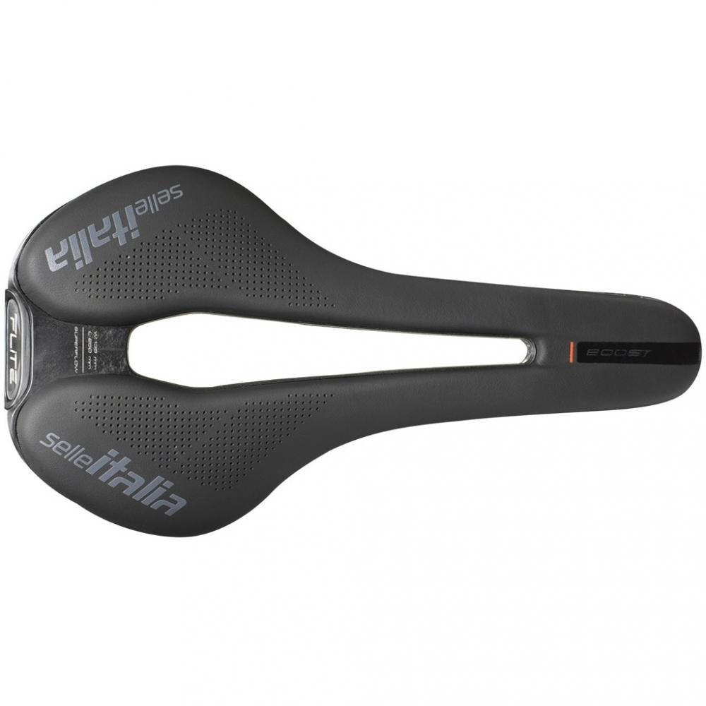 Selle Italia Flite Boost Superflow S3 schwarz - Rennradsattel mit Carbonio-Kit-Schale, TI 316-Gestell, Superflow-Aussparung für Druckentlastung