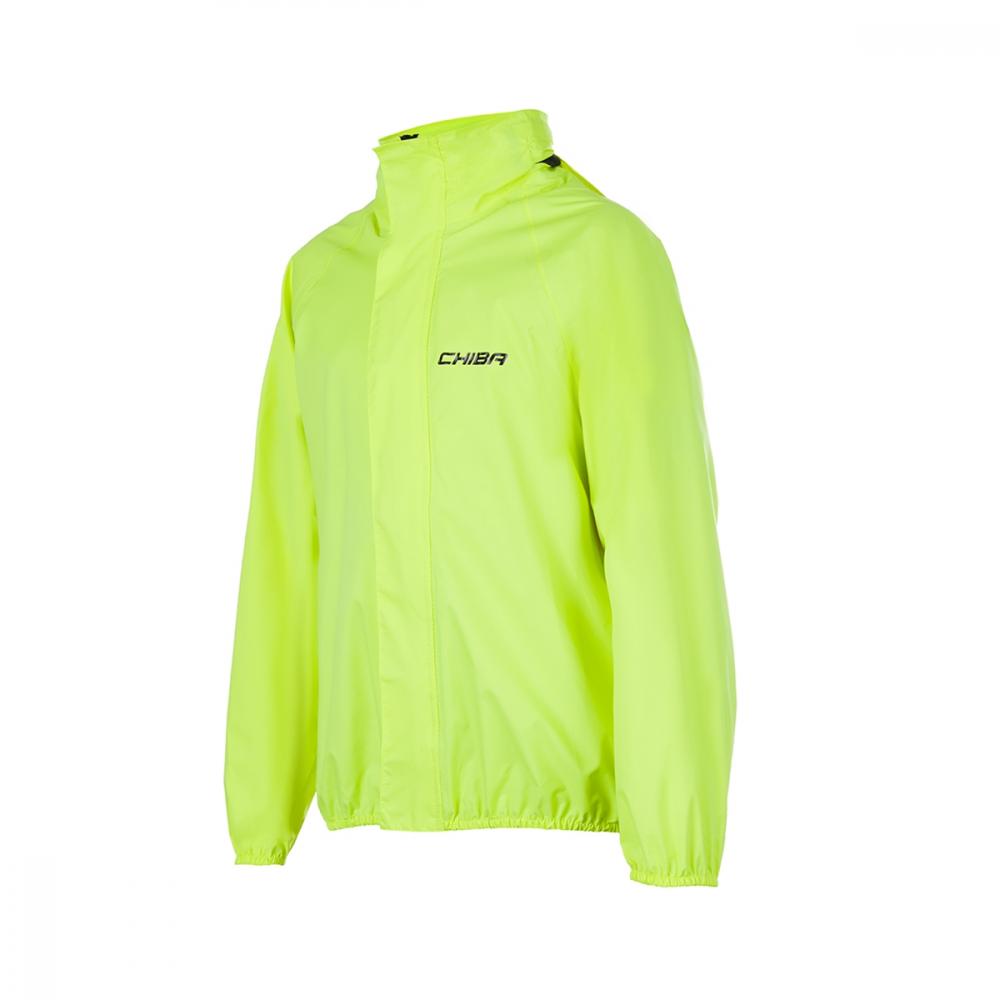 Chiba Regenjacke Rain Kids neongelb Größe L - wasserdichte Kinder-Fahrradjacke mit reflektierenden Elementen, winddicht und atmungsaktiv, leicht, kompakt verstaubar und gut sichtbar im Straßenverkehr