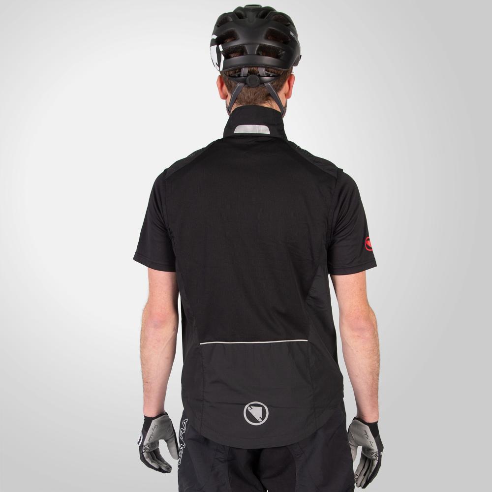 Endura Hummvee Weste XL, Schwarz - winddichte Weste mit Netzrücken, PFC-freier DWR-Imprägnierung, verstellbarem Saum & Reflektoren