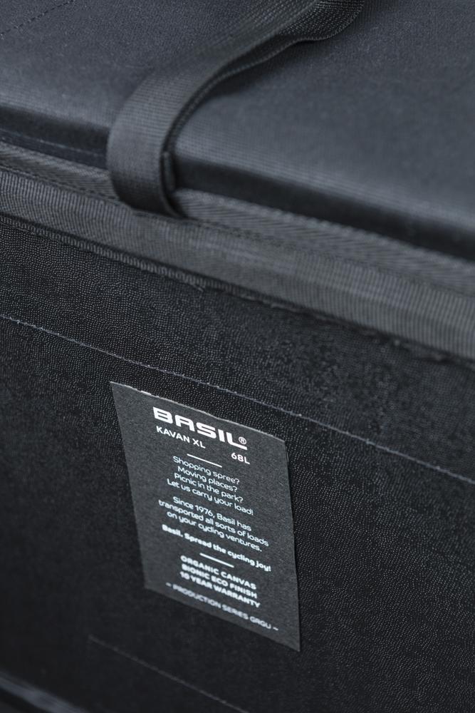 Basil Doppeltasche Kavan Eco Classic - 68 Liter, Organic Canvas, Universal Bridge, schwarz, 24 x 41 x 32 Zentimeter
