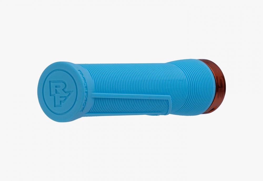Race Face Chester Lock-On Griff 136/34mm hellblau/orange - sicherer Komfort-Grip für Trail & Enduro