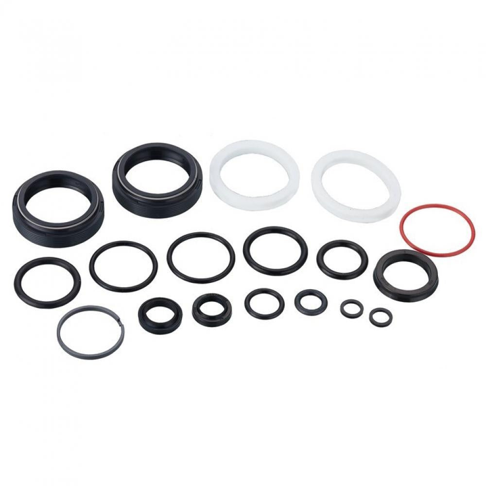 RockShox Federgabel Service-Kit A1 Yari mit schwarzen, weißen und roten Dichtungen und O-Ringen.