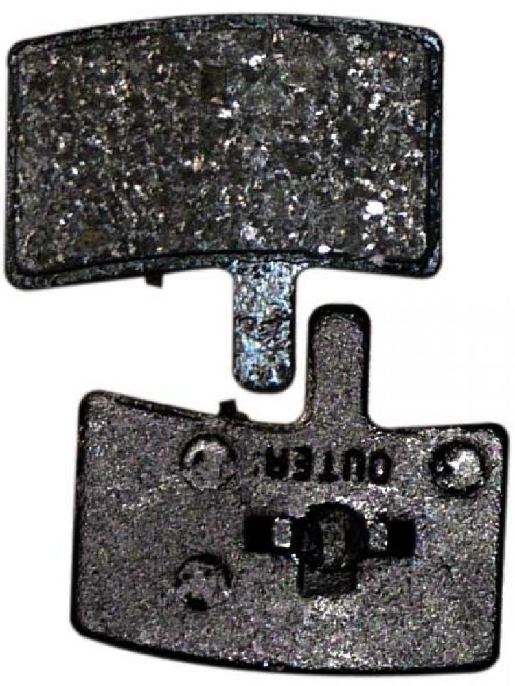 Zwei NG Sports Semi-Metall Disc-Bremsbeläge für Hayes Stroker, zeigen Reibfläche und Rückseite mit 'OUTER'.