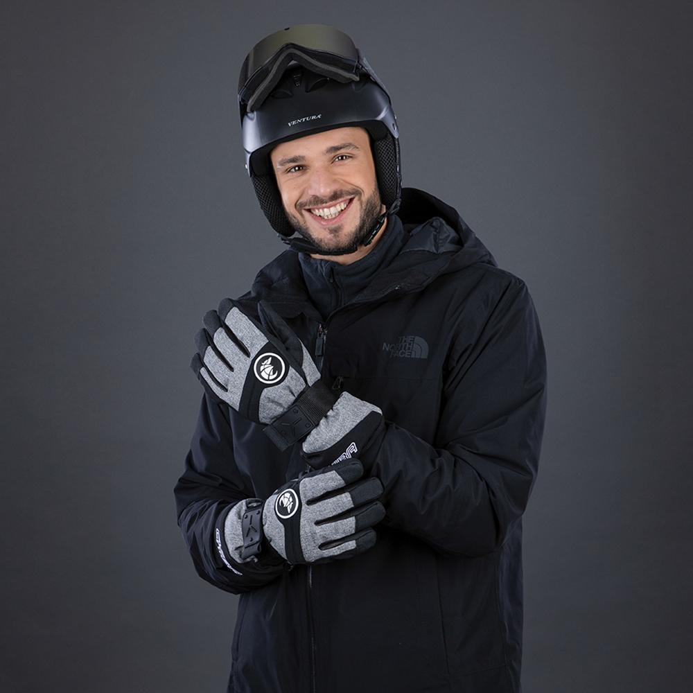CHIBA Board - wasserdichte Primaloft Winter-Radhandschuhe mit Protektorschiene, Gr. 8, hellgrau/weiß