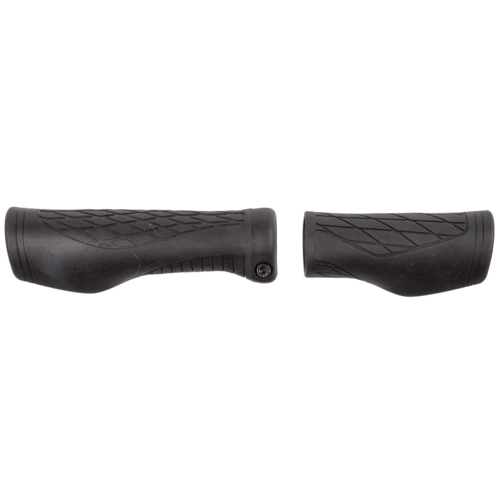 M-WAVE CLOUD ERGO FIX Fahrradgriffe, schwarz, ergonomisch geformt, als Paar dargestellt.