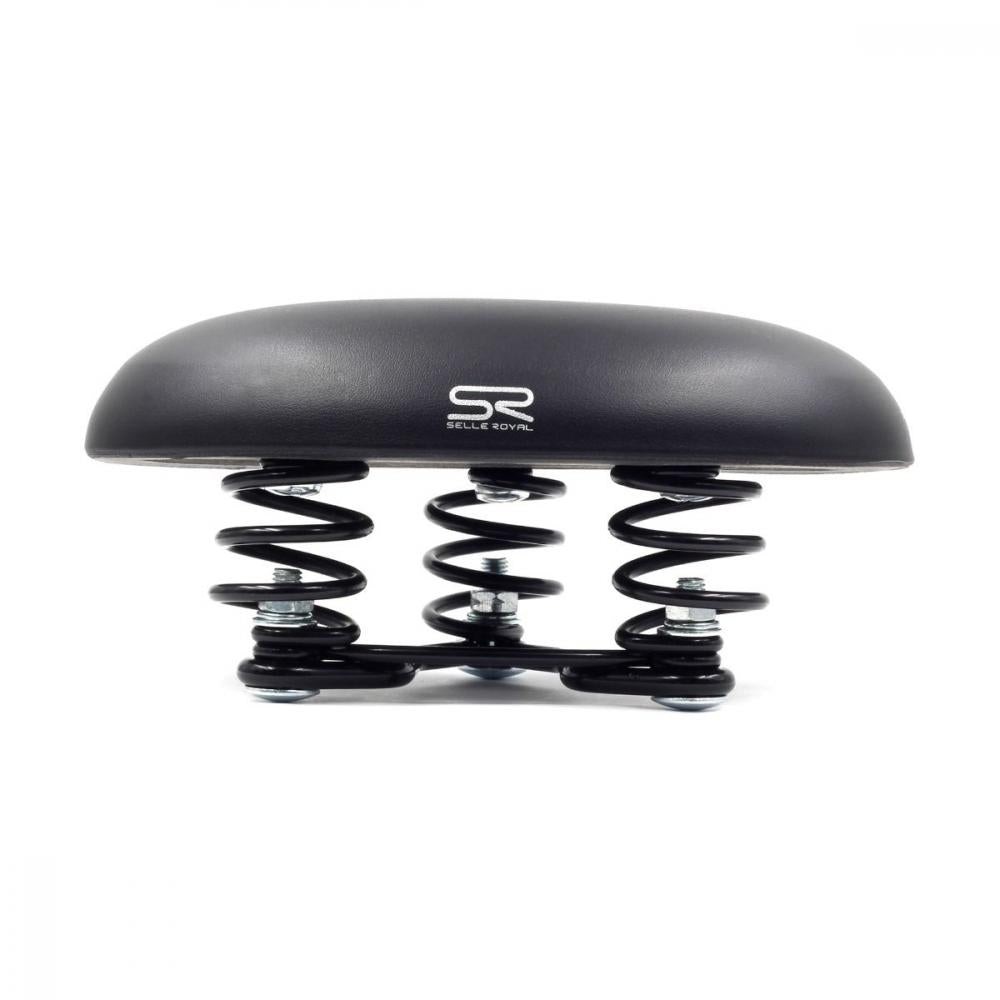 Schwarzer Selle Royal ROK Relaxed Damen Fahrradsattel mit drei Federn. Komfortabel & ergonomisch für Druckentlastung.