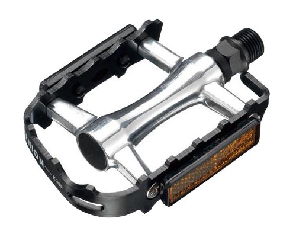 UNION Pedale MTB-ATB SP-2662 Aluminium schwarz eloxiert 9/16 Zoll mit Boron-Stahl-Achse, Kugellager, 102 x 76 Millimeter, 1 Paar