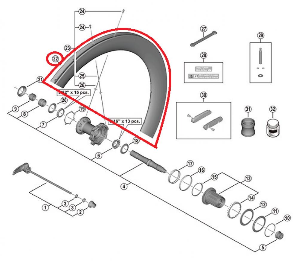 SHIMANO RIM FOR WH-R9200-C60-R Rear 21H Tubular ? Felge für Rennrad-Laufräder