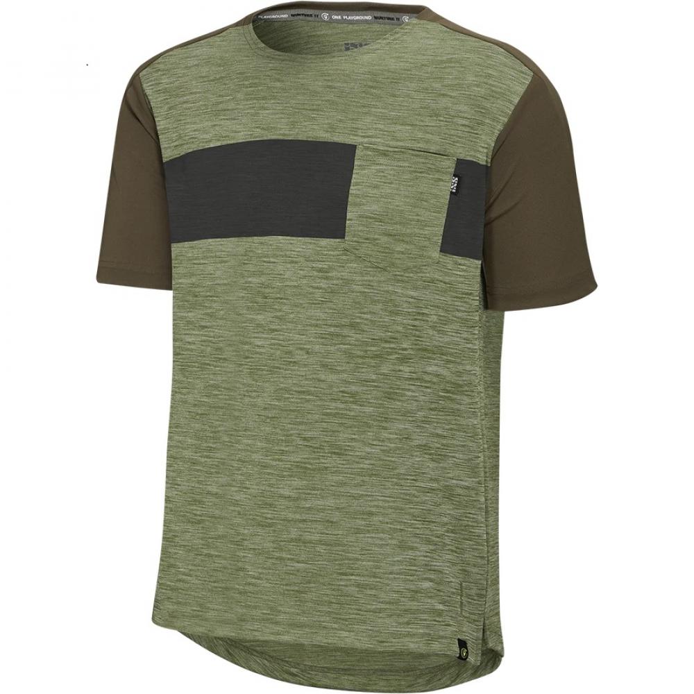 IXS Sports Division iXS Flow X Kids Short Sleeve Jersey KL Olive-Dark Olive - atmungsaktives Kinder-Biketrikot
