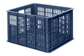 Basil Transportkorb Crate M Bluestone 29 Liter, robuster, stapelbarer, wetterfester Fahrradkorb aus Kunststoff, MIK-kompatibe