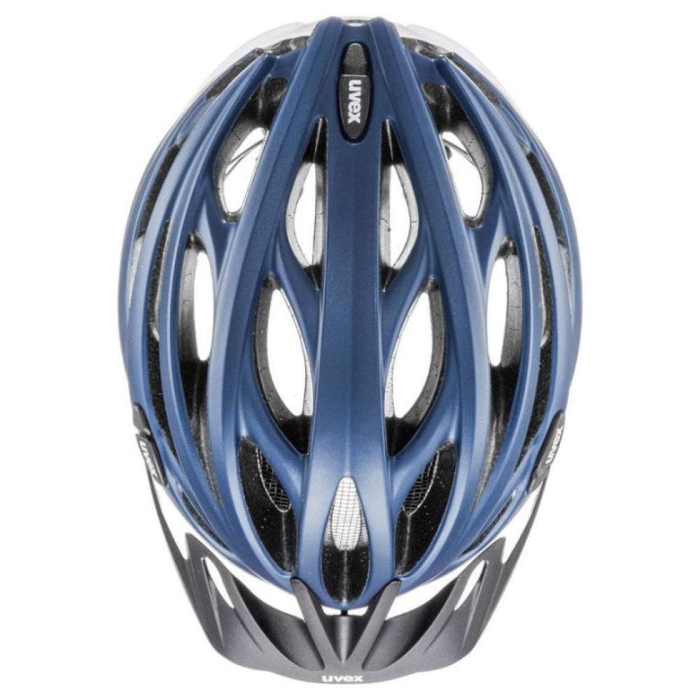 Uvex Oversize Fahrradhelm blau-weiß matt 61-65 cm - verstellbar, Inmould-Technologie, 24 Belüftungsöffnungen